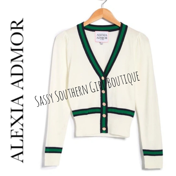⭐🆕 ALEXIA ADMOR ivory stripe cardigan - Picture 2 of 12